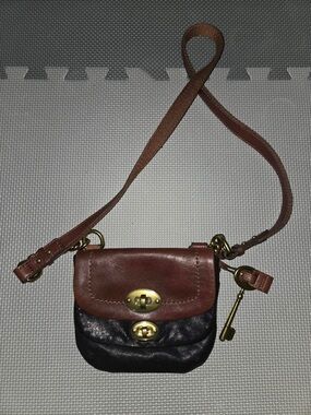 Fossil Two-Tone Brown and Black Leather Crossbody